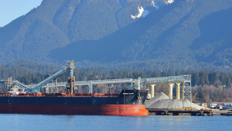 在温哥华港口，大陆集团输送带将碳酸钾装船出运。</br>照片来源：Shutterstock