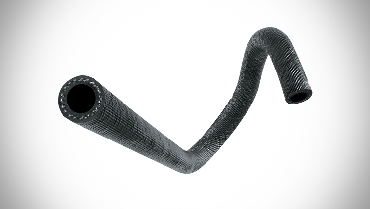Curved fuel hose