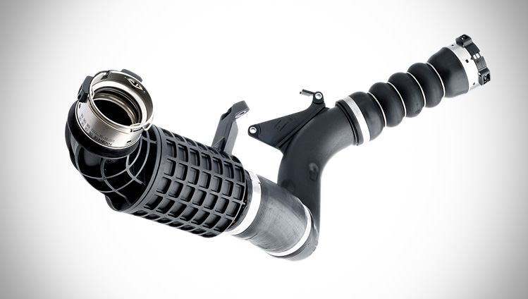 Charged air line system with blow molding pipe, resonator and Ultraflex