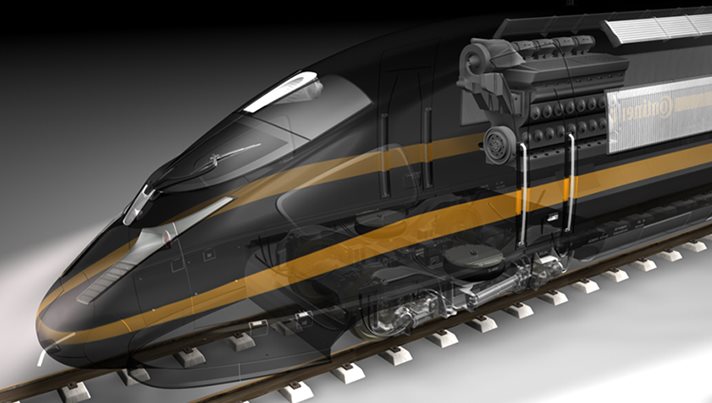 Véhicule ferroviaire à suspensions pneumatiques : le train de verre