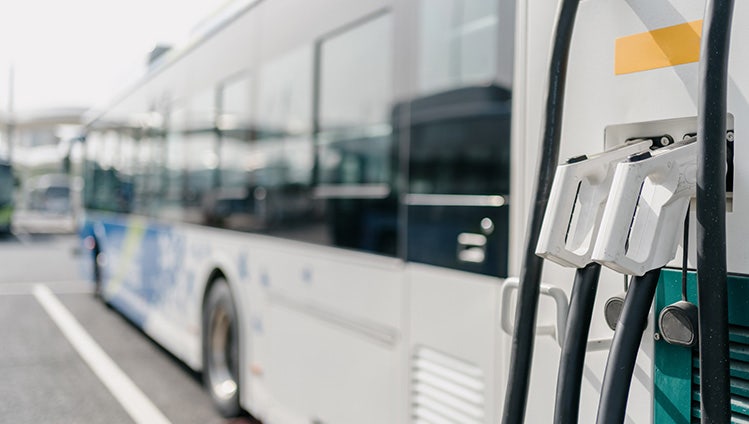 bus is charging in power station