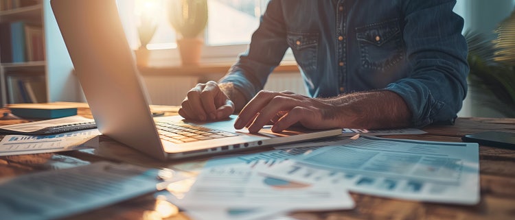 Public relations officer editing a document on a laptop, desk with press release drafts and notes, octane render, 32k, UHD