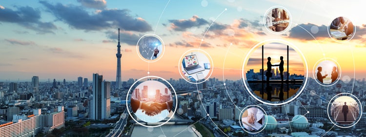 Business and technology concept. Communication network. Data analysis. Management strategy. Wide image for banner advertisement ets.