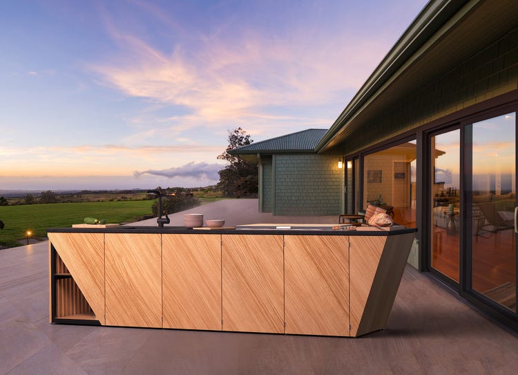 The outdoor kitchen is a key component of Continental’s stand concept at Fensterbau Frontale. Photo: Continental