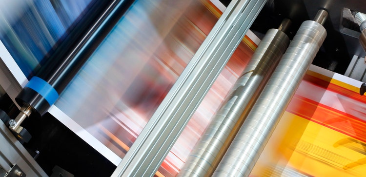 Detail of offset printing machine